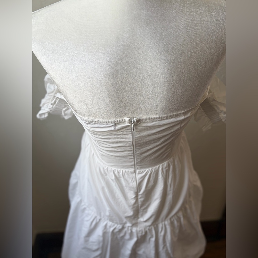 Nectar White Cotton Milkmaid Mini Dress Off Shoulder Cottagecore S - Picture 9 of 11